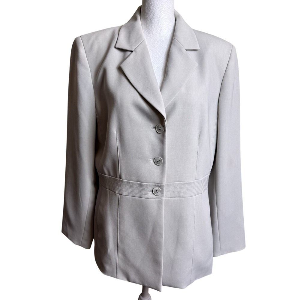 Kasper Petite‎ Grey Blazer Vintage 90s Corporate Workwear Power Suit Jacket 12P